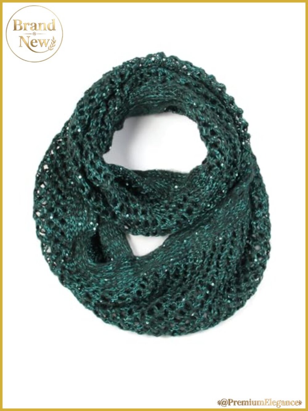 Lacy Knit Sequined Infinity Cowl Scarf Sparkle Loop Accessory